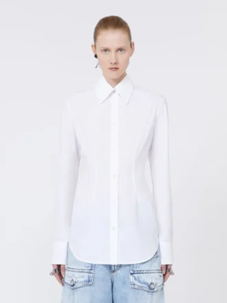 Camisa de popelín de corte entallado, blanco óptico