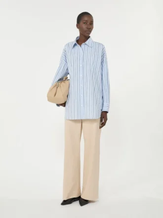 Camisa oversize de algodón a rayas, azul claro