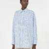 Camisa oversize de algodón a rayas, azul claro Camisa oversize de algodón a rayas, azul claro