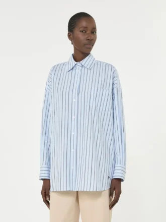 Camisa oversize de algodón a rayas, azul claro