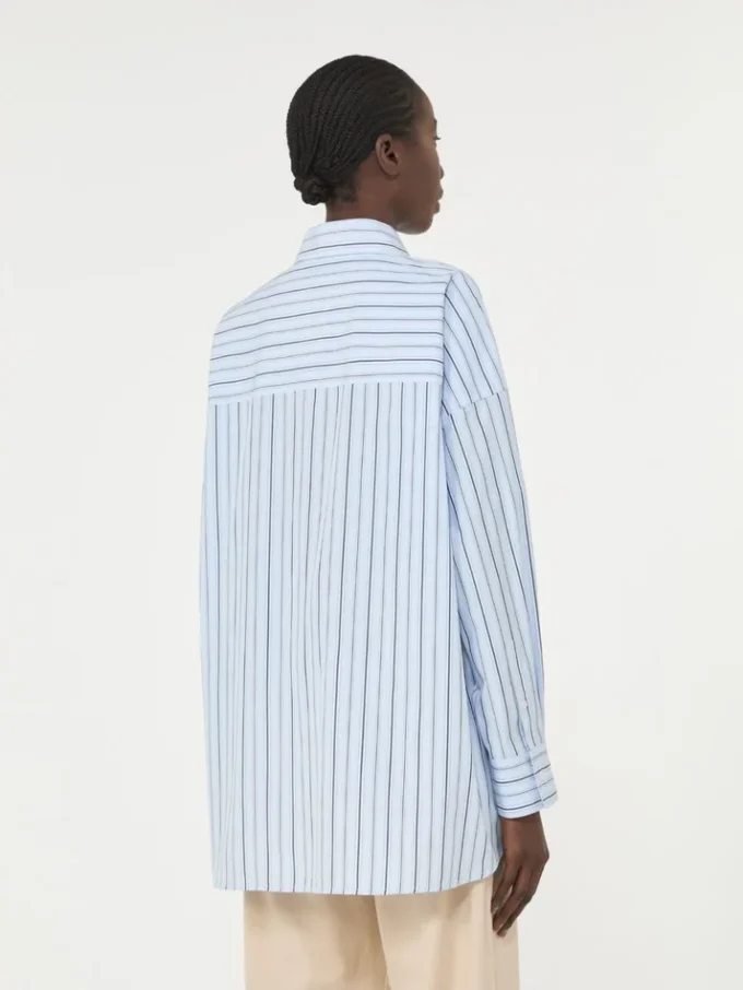 Camisa oversize de algodón a rayas, azul claro Camisa oversize de algodón a rayas, azul claro