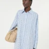 Camisa oversize de algodón a rayas, azul claro Camisa oversize de algodón a rayas, azul claro