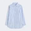 Camisa oversize de algodón a rayas, azul claro Camisa oversize de algodón a rayas, azul claro