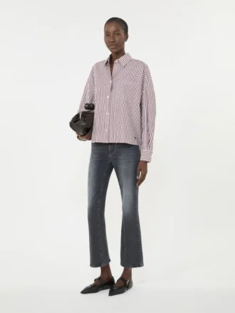 Camisa oversize de algodón, color burdeos