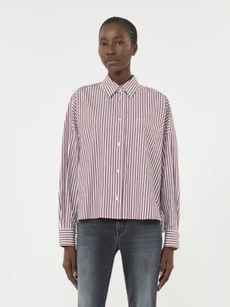 Camisa oversize de algodón, color burdeos