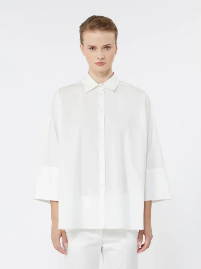 Camisa oversize de popelín de algodón, blanca Camisa oversize de popelín de algodón, blanca