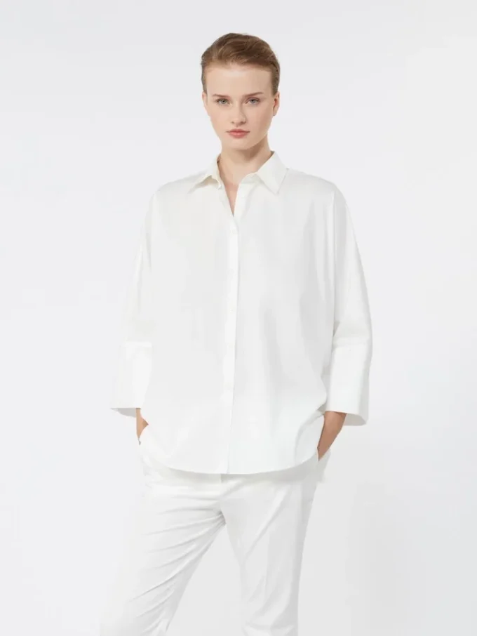 Camisa oversize de popelín de algodón, blanca Camisa oversize de popelín de algodón, blanca