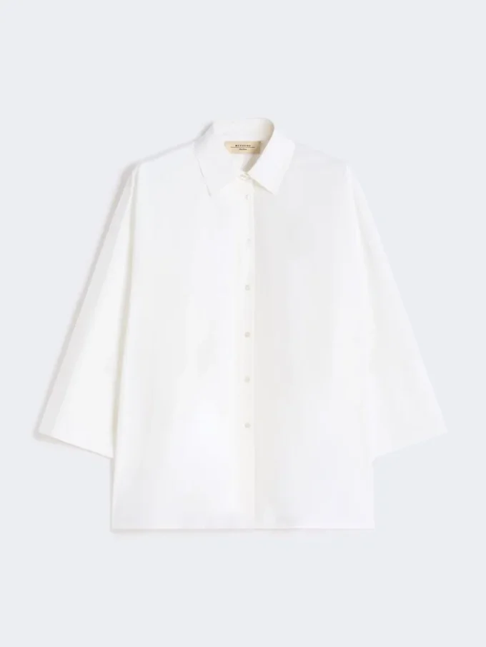 Camisa oversize de popelín de algodón, blanca Camisa oversize de popelín de algodón, blanca