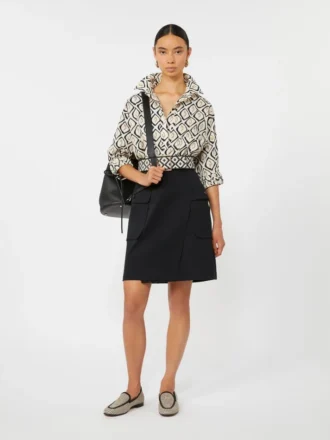 Camisa oversize de popelín estampada, color beige