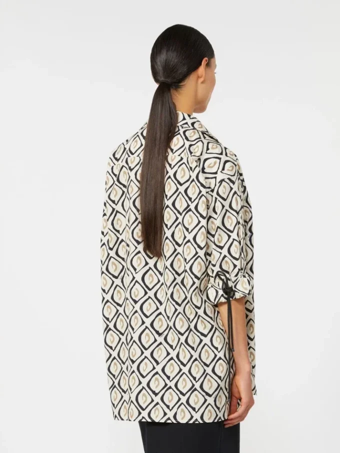 Camisa oversize de popelín estampada, color beige Camisa oversize de popelín estampada, color beige