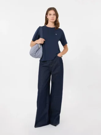 Camiseta básica de algodón, azul marino