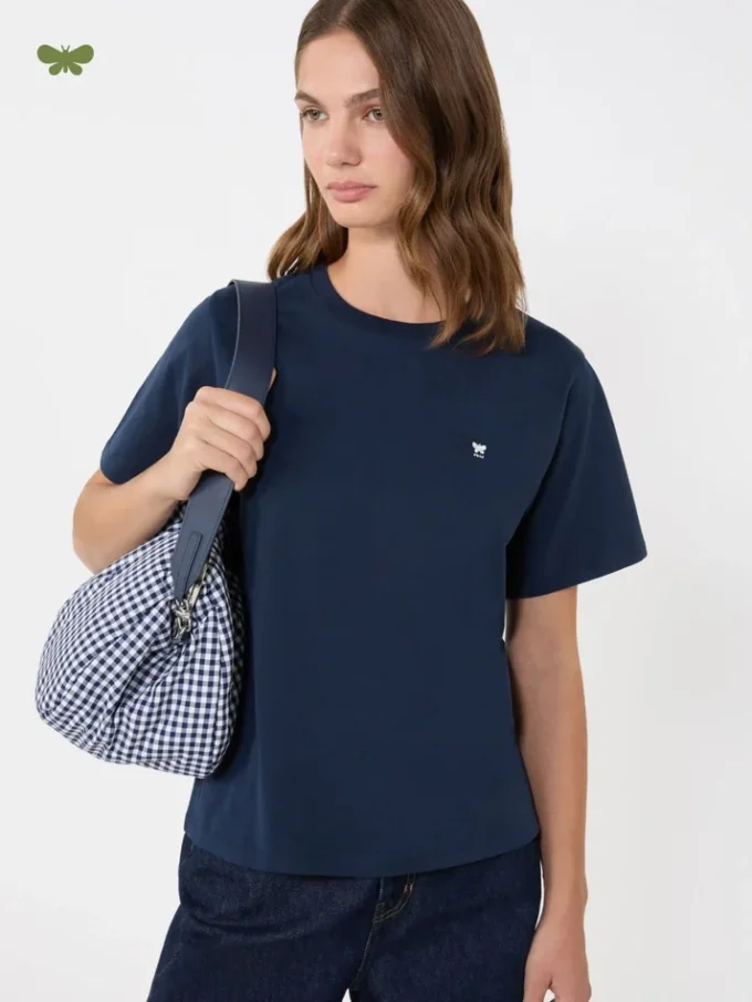 Camiseta básica de algodón, azul marino Camiseta básica de algodón, azul marino