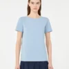 Camiseta básica de jersey de algodón, azul claro