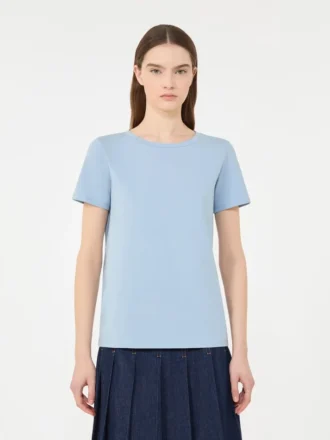 Camiseta básica de jersey de algodón, azul claro