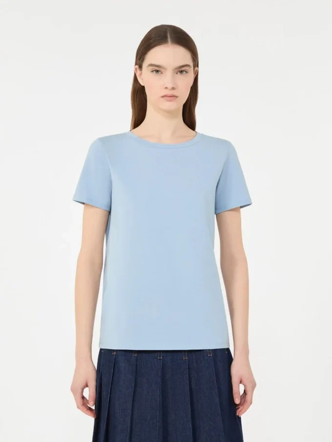 Camiseta básica de jersey de algodón, azul claro