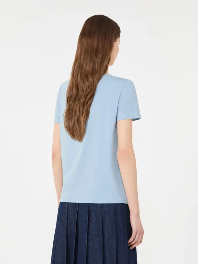Camiseta básica de jersey de algodón, azul claro
