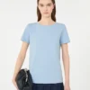 Camiseta básica de jersey de algodón, azul claro