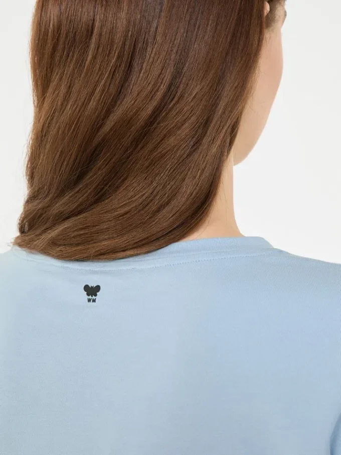 Camiseta básica de jersey de algodón, azul claro