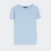 Camiseta básica de jersey de algodón, azul claro