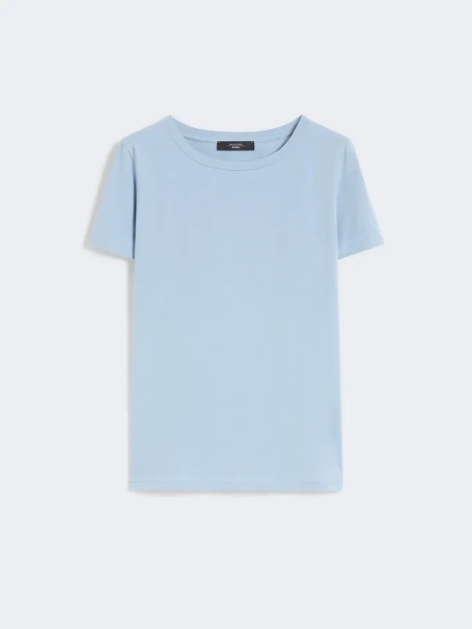 Camiseta básica de jersey de algodón, azul claro