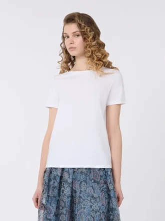 Camiseta básica de jersey de algodón, blanca