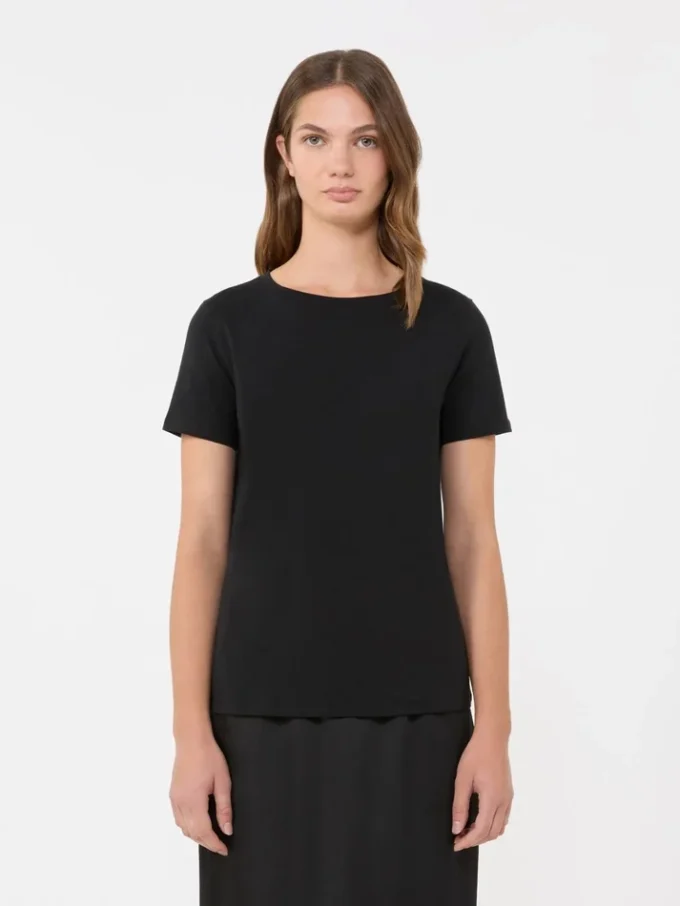 Camiseta básica de jersey de algodón, negra Camiseta básica de jersey de algodón, negra