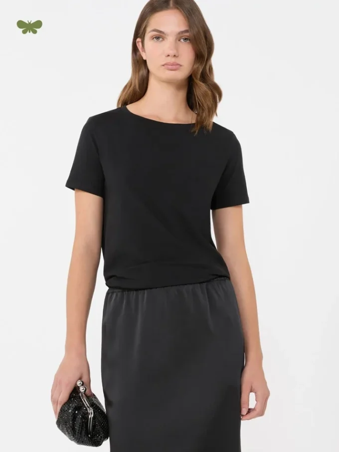 Camiseta básica de jersey de algodón, negra Camiseta básica de jersey de algodón, negra