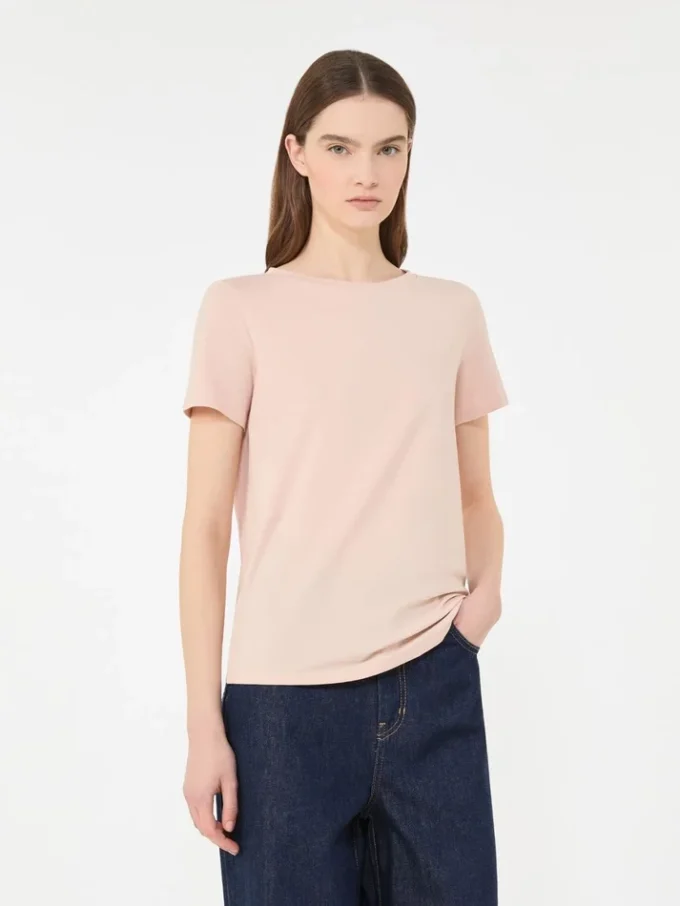 Camiseta básica de jersey de algodón, rosa Camiseta básica de jersey de algodón, rosa