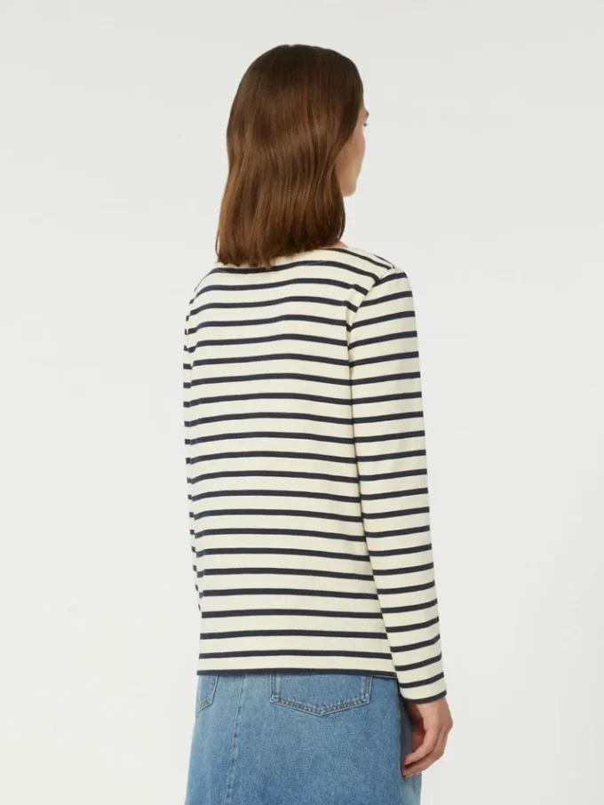 Camiseta de algodón a rayas, color marfil