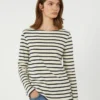 Camiseta de algodón a rayas, color marfil