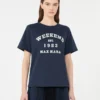 Camiseta de algodón con estampado gráfico, azul marino