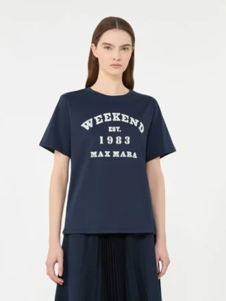 Camiseta de algodón con estampado gráfico, azul marino