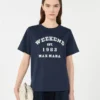 Camiseta de algodón con estampado gráfico, azul marino
