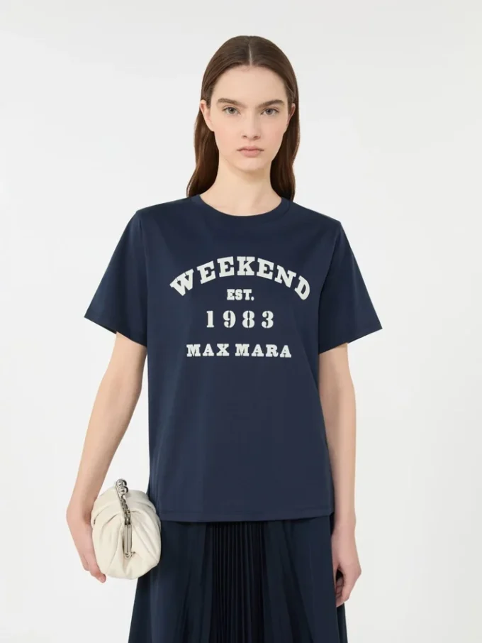 Camiseta de algodón con estampado gráfico, azul marino