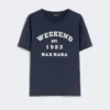 Camiseta de algodón con estampado gráfico, azul marino