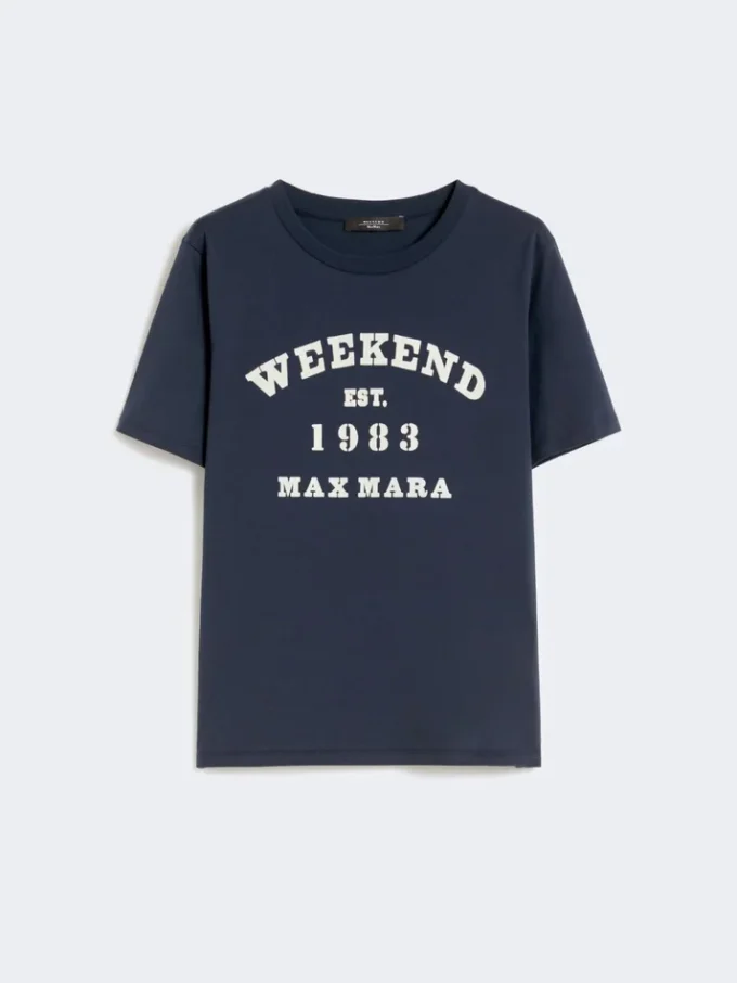 Camiseta de algodón con estampado gráfico, azul marino
