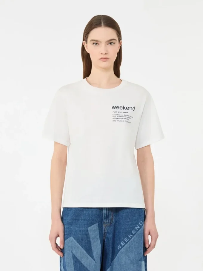 Camiseta de algodón con estampado gráfico, blanca