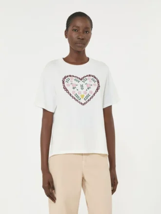 Camiseta de algodón con estampado gráfico, blanca