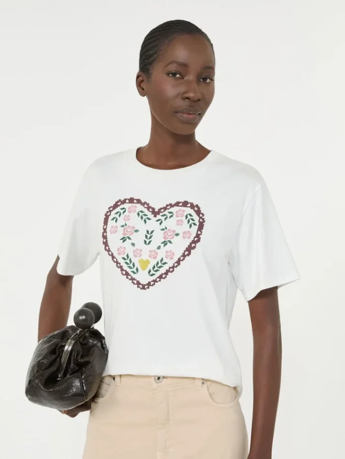 Camiseta de algodón con estampado gráfico, blanca