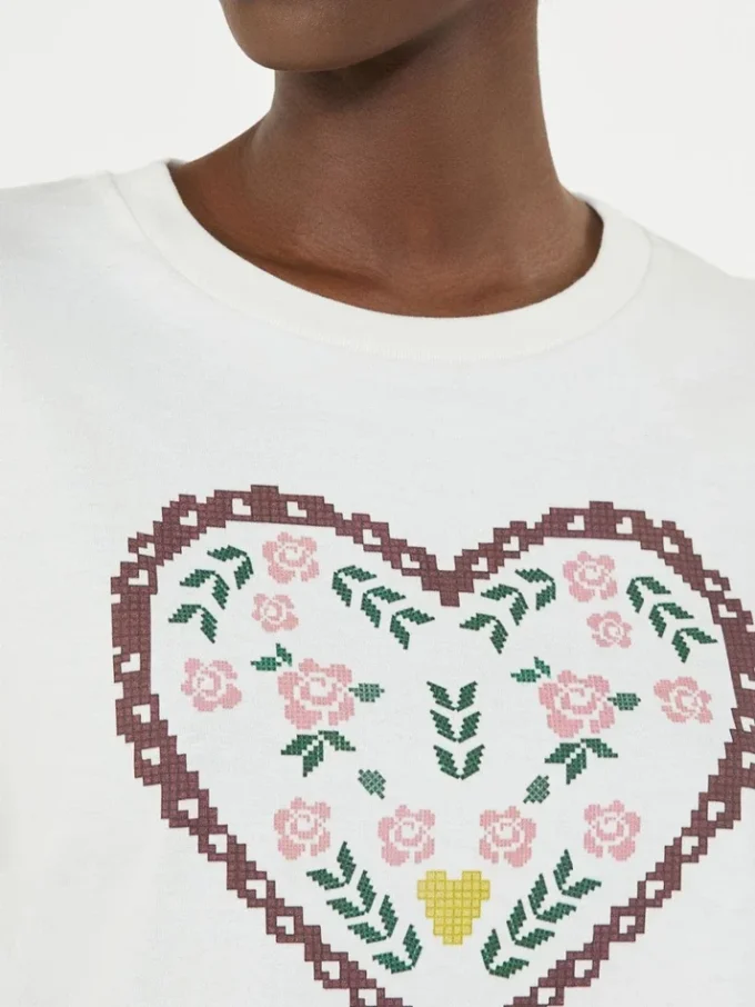 Camiseta de algodón con estampado gráfico, blanca