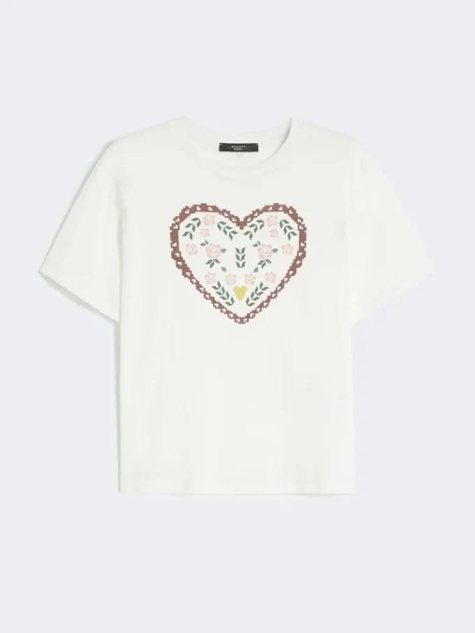 Camiseta de algodón con estampado gráfico, blanca