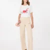 Camiseta de algodón con estampado y bordados, blanca