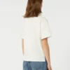 Camiseta de algodón con estampado y bordados, blanca