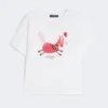 Camiseta de algodón con estampado y bordados, blanca