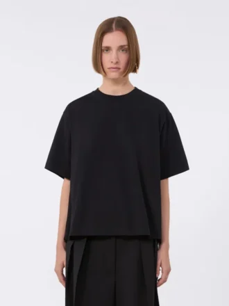Camiseta de algodón con pliegues en la espalda, negra