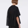 Camiseta de algodón con pliegues en la espalda, negra Camiseta de algodón con pliegues en la espalda, negra