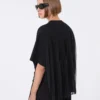 Camiseta de algodón con pliegues en la espalda, negra Camiseta de algodón con pliegues en la espalda, negra
