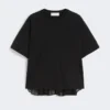 Camiseta de algodón con pliegues en la espalda, negra Camiseta de algodón con pliegues en la espalda, negra