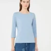 Camiseta de algodón elástico, azul claro