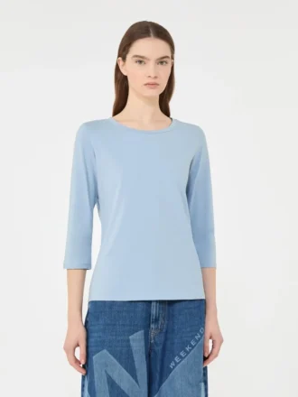 Camiseta de algodón elástico, azul claro